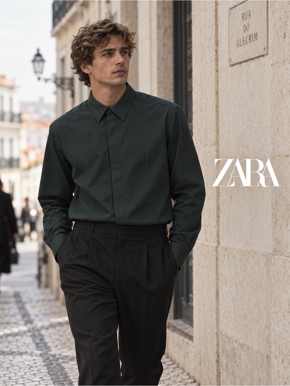 ZARA Men’s Green SHIRT WITH PLACKET LIMITED EDITION Size Large